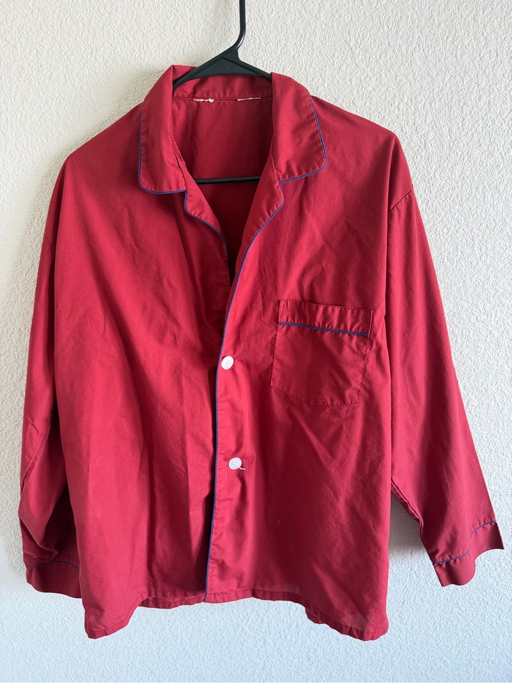 Red Men's Casual Button-Up Jacket with Contrast Trim